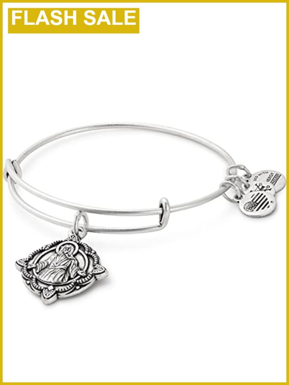 Expandable Jesus Charm Bangle Bracelet Rafaelian Silver Religious Gift